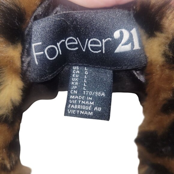 Leopard Print Faux Fur Vest‎ With Satin Lining By Forever 21 Size L - Picture 6 of 7